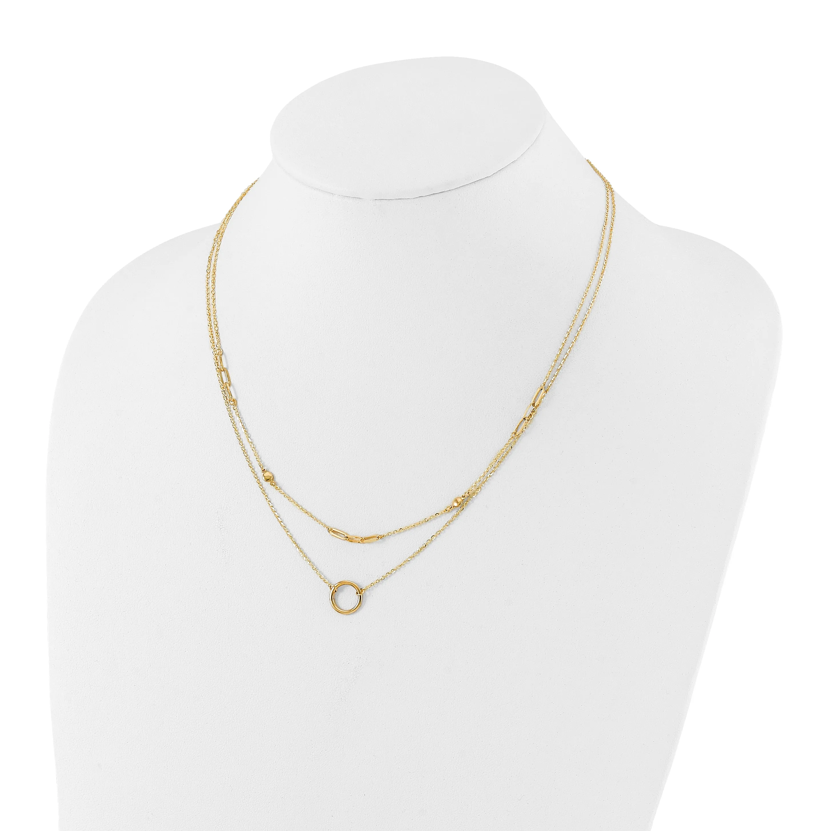 14k Polished Double Layer Necklace