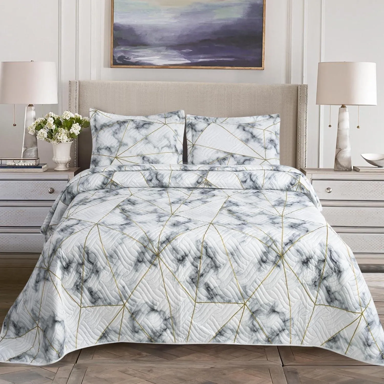 3-Piece Reversible Quilted Bedspread Set (220x240cm)