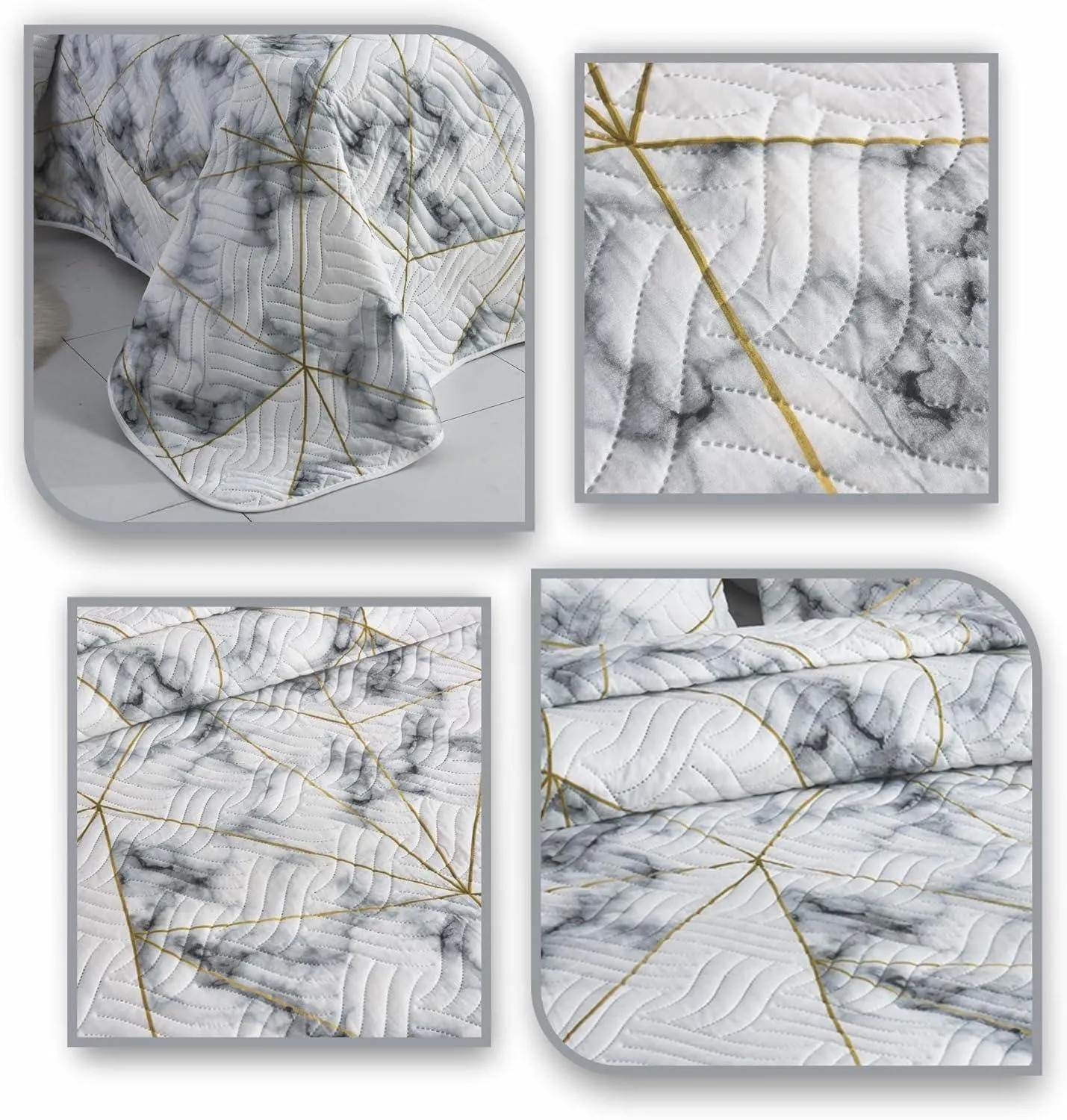 3-Piece Reversible Quilted Bedspread Set (220x240cm)