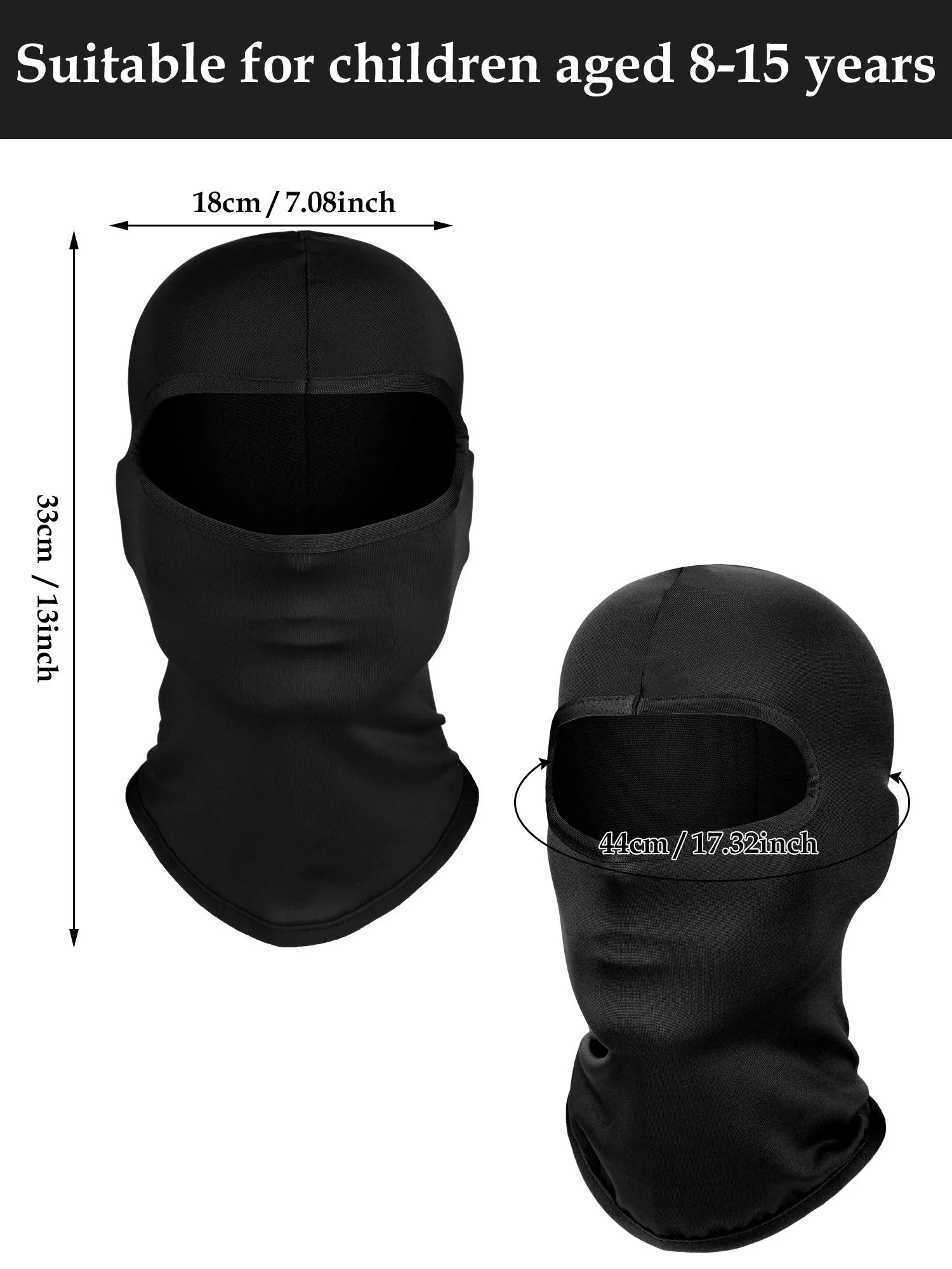 6 Pieces Kids Summer Neck Gaiter Sunscreen Face Breathable Long Neck Gaiter for Outdoor Activities Black