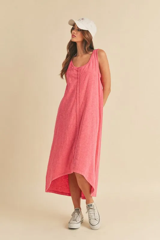 Aemi   Co High-Low Hem Scoop Neck Midi Tank Dress