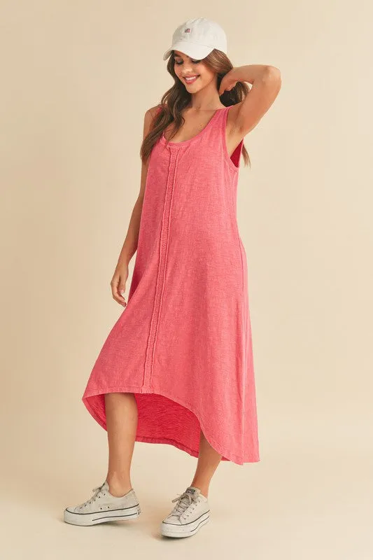 Aemi   Co High-Low Hem Scoop Neck Midi Tank Dress