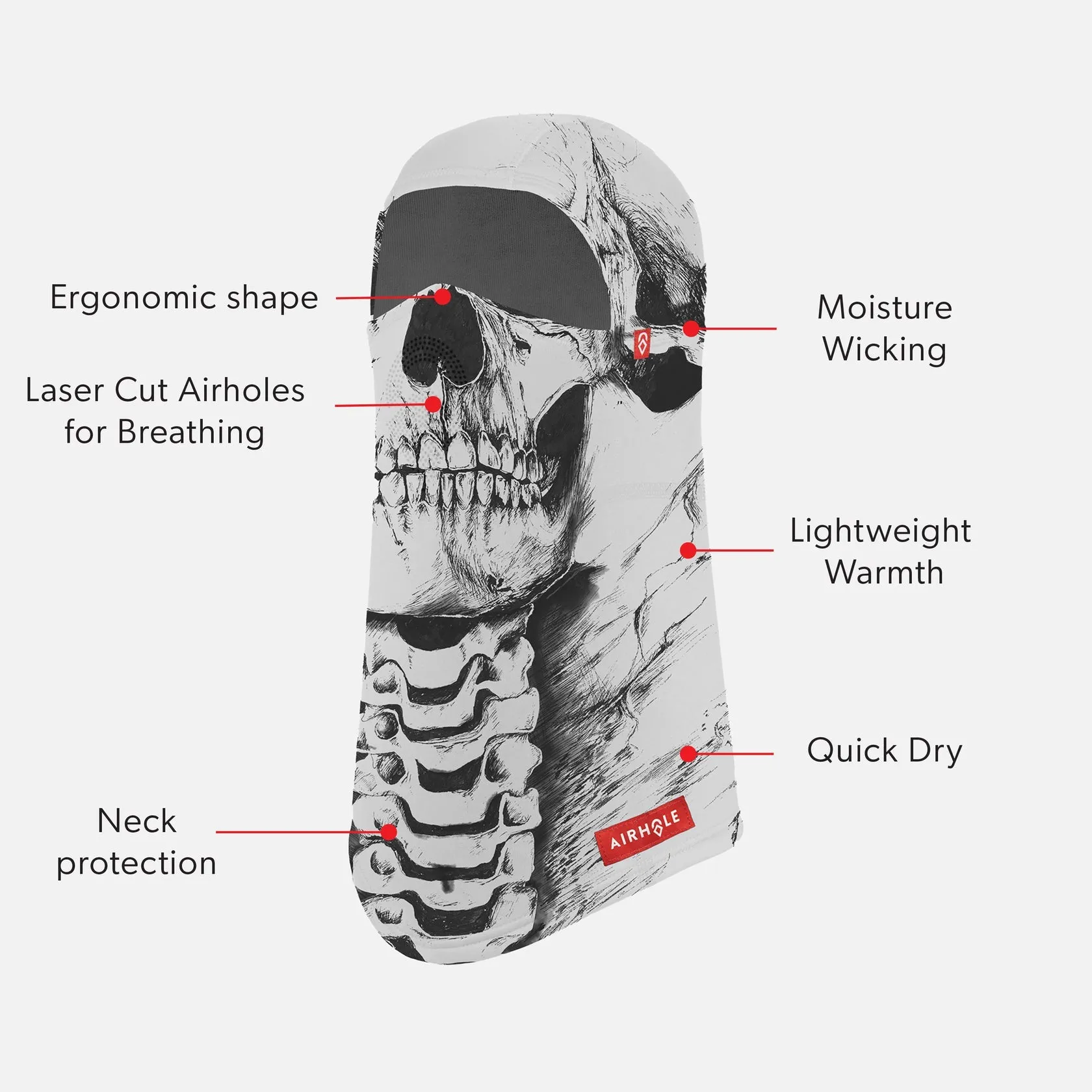 Airhole Laser Drytech Thermal Fleece Balaclava - Skeleton