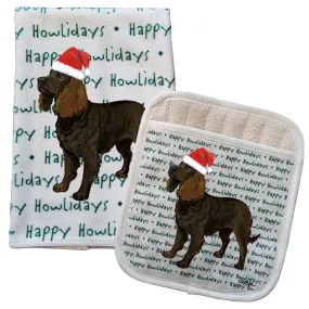American Water Spaniel Kitchen Towel & Pocket Mitt Set