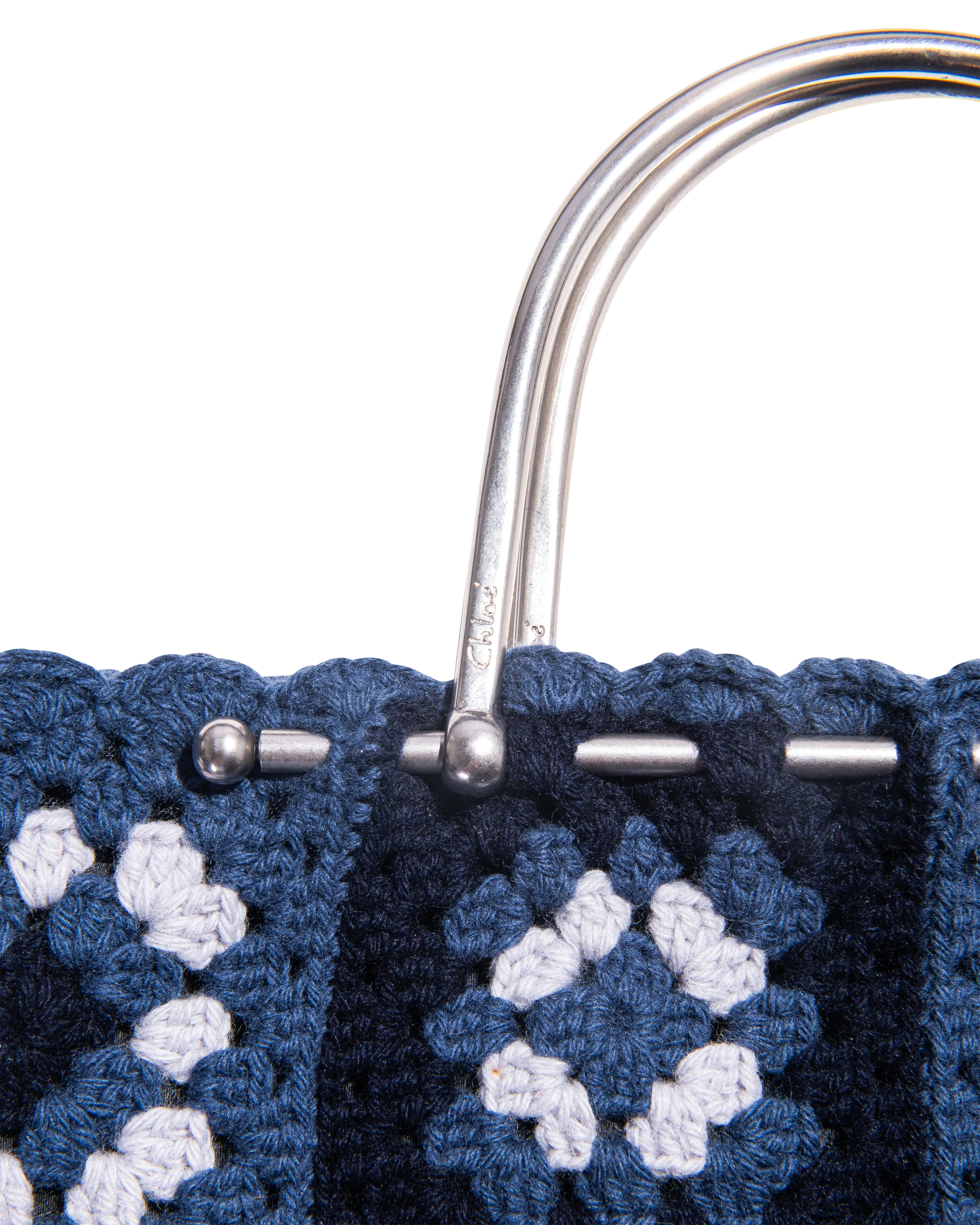 A/W 1999 Blue Crochet Turtleneck Sweater, Scarf and Purse Set