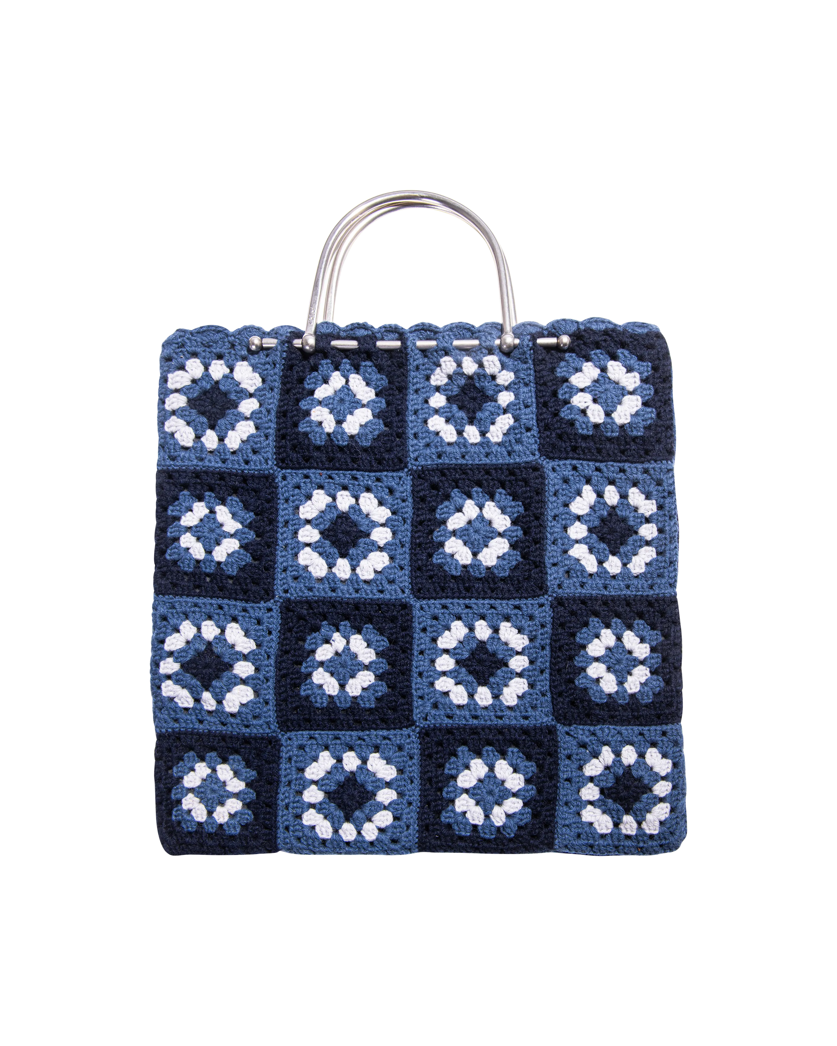 A/W 1999 Blue Crochet Turtleneck Sweater, Scarf and Purse Set