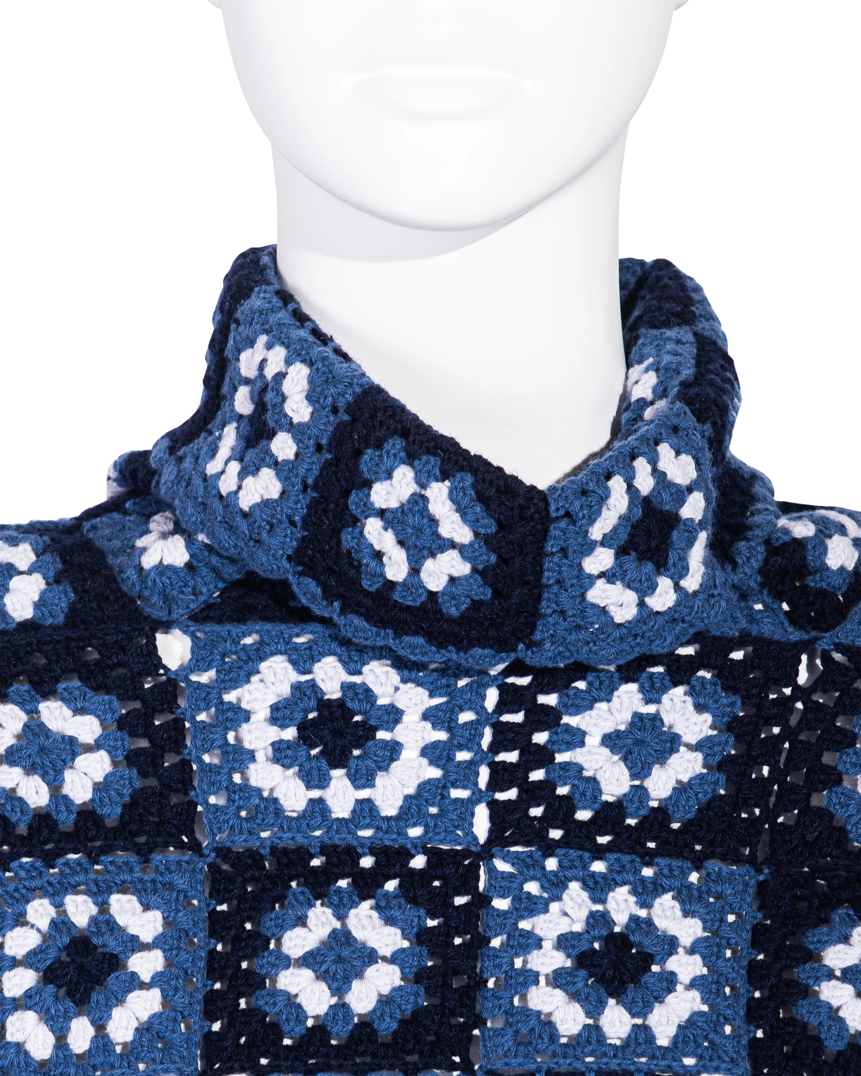 A/W 1999 Blue Crochet Turtleneck Sweater, Scarf and Purse Set