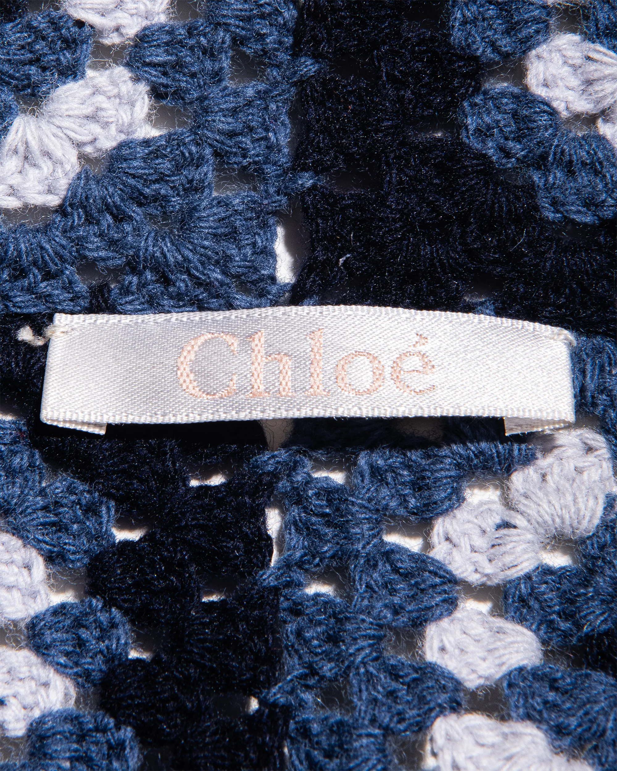 A/W 1999 Blue Crochet Turtleneck Sweater, Scarf and Purse Set