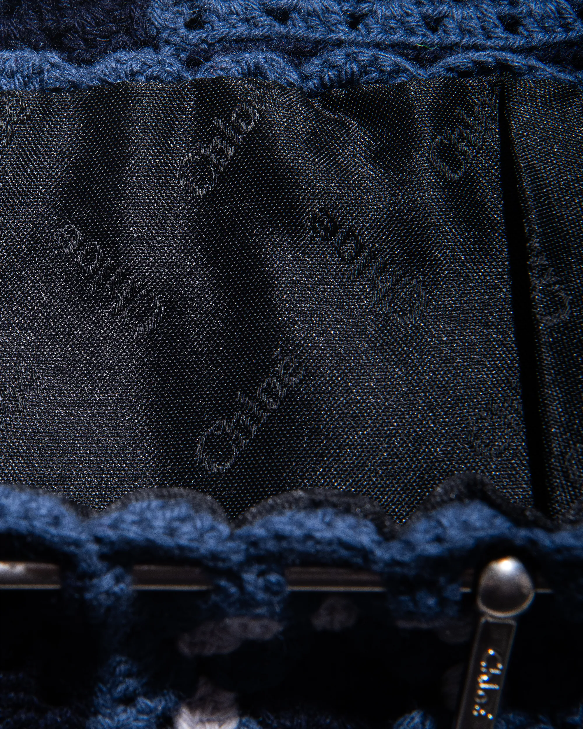 A/W 1999 Blue Crochet Turtleneck Sweater, Scarf and Purse Set