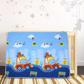 Baby Moo Elephant Road Trip Soft Quilted Premium Reversible Blanket - Blue