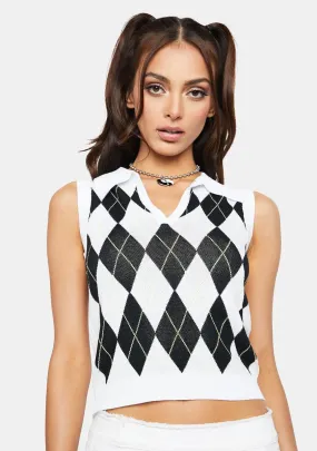 Bad Teacher's Boss Argyle Crop Sweater Vest