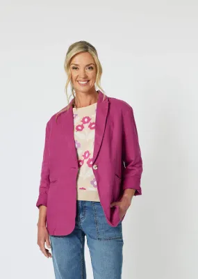 Ballina Linen Jacket - Magenta