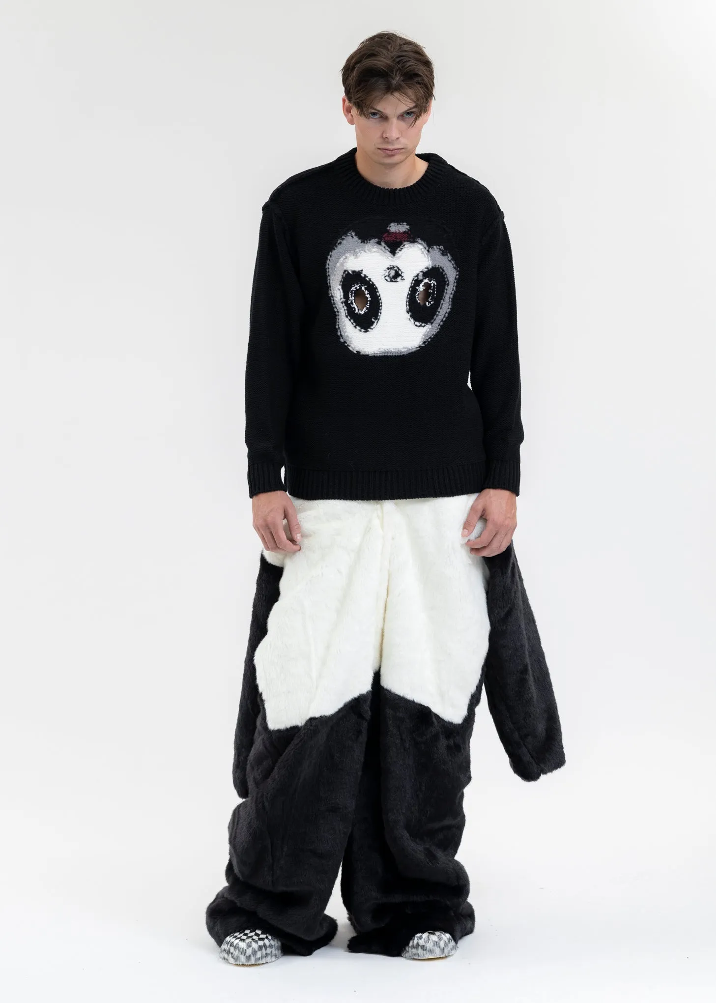 BLACK 2WAY COSTUME FUR COAT (PANDA)