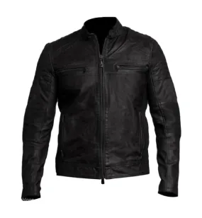 Black Cafe Racer Leather Jacket Unisex Fashion Jacket