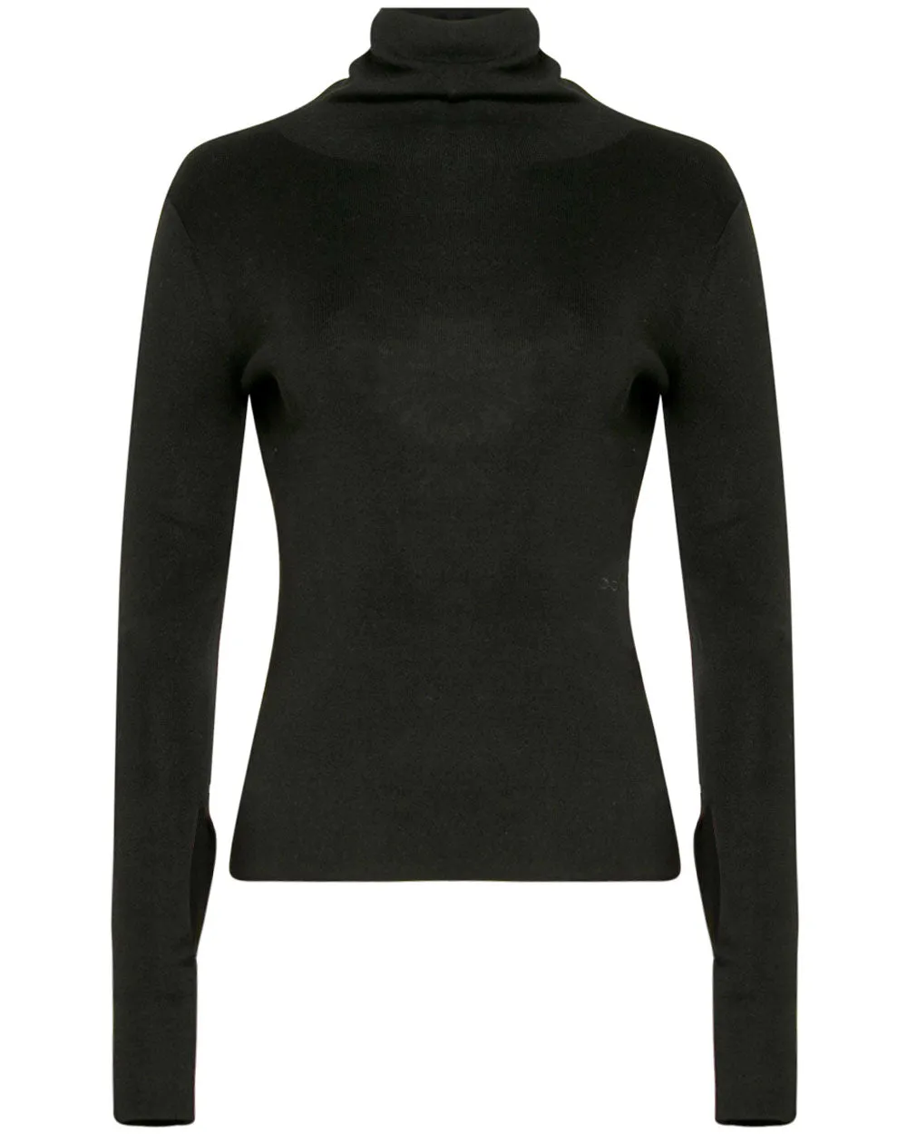 Black Silky Turtleneck Top