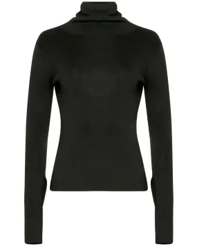 Black Silky Turtleneck Top