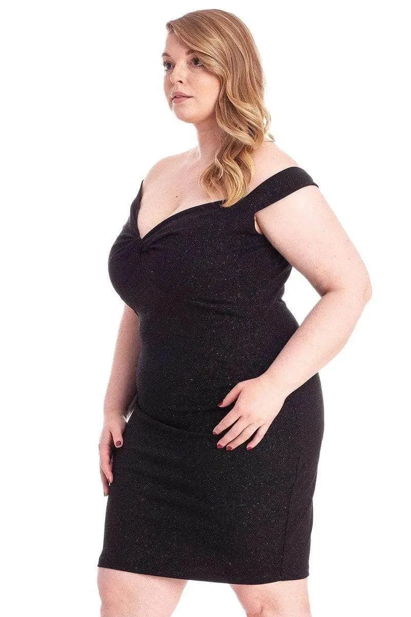 Blue Zone Planet |  Glittered Off Shoulder Mini Dress