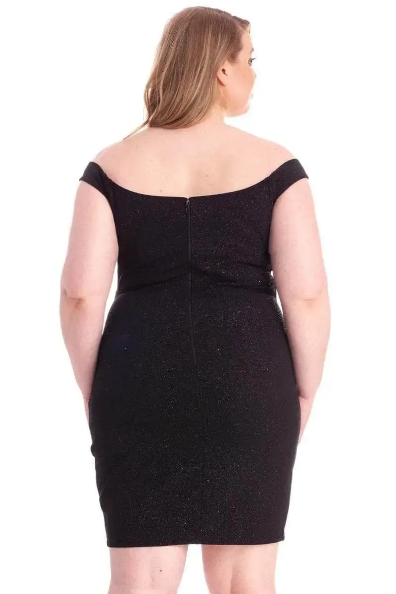 Blue Zone Planet |  Glittered Off Shoulder Mini Dress