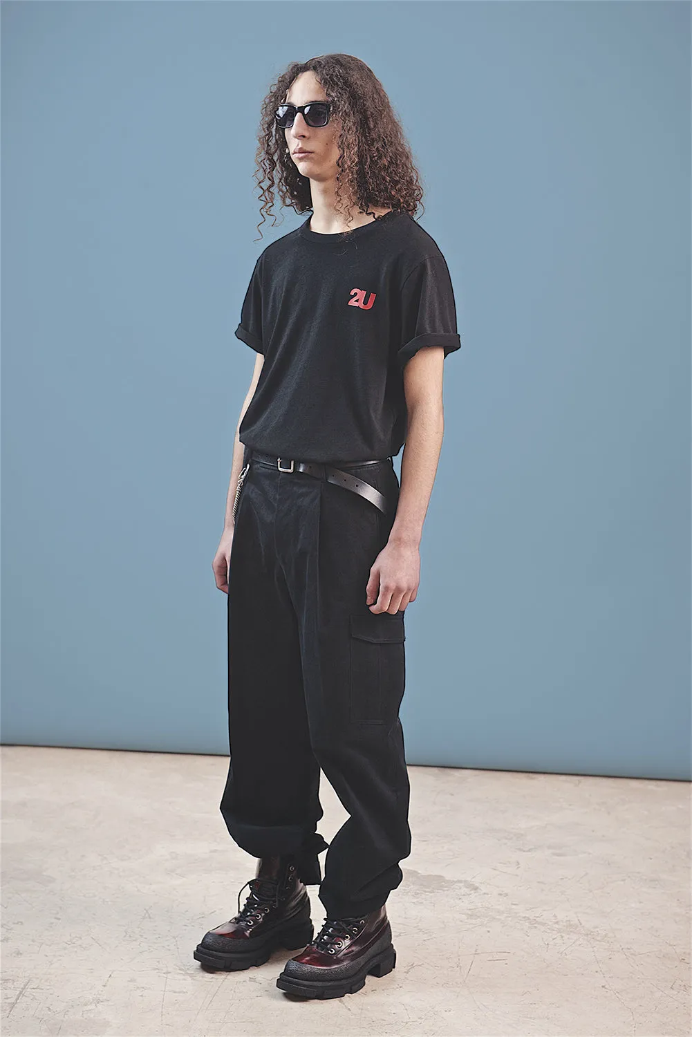 both X SECOND LAYER-POCKET CARGO PANTS-BLACK