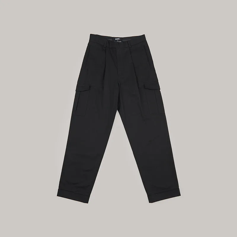 both X SECOND LAYER-POCKET CARGO PANTS-BLACK