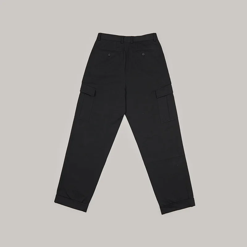 both X SECOND LAYER-POCKET CARGO PANTS-BLACK