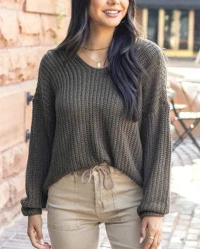 Boyfriend Slouchy Olive Knit Sweater