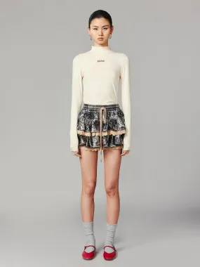 Camouflage rose printed velvet lace cake skirt