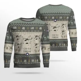 CH-54 Tarhe CH54_Aircraft Ugly Sweater, Ugly Sweater Christmas Shirt for Men Dad Veteran
