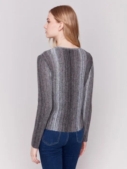 Charlie B Charcoal Hairy Space Dye Yarn Crop Sweater