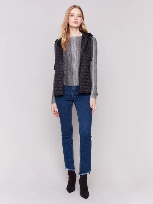 Charlie B Charcoal Hairy Space Dye Yarn Crop Sweater