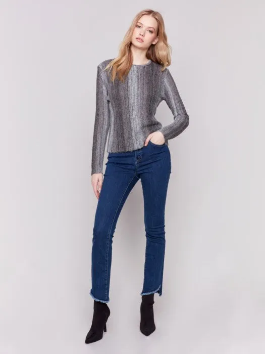 Charlie B Charcoal Hairy Space Dye Yarn Crop Sweater