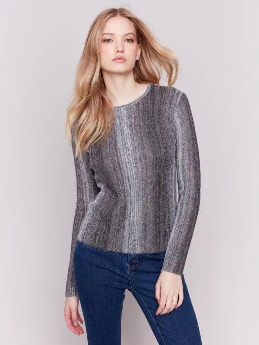 Charlie B Charcoal Hairy Space Dye Yarn Crop Sweater