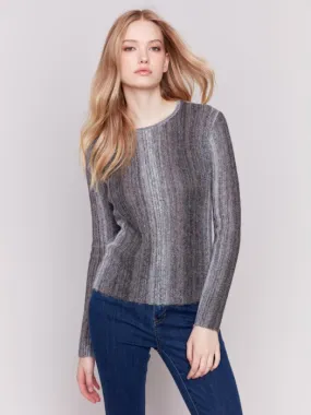 Charlie B Charcoal Hairy Space Dye Yarn Crop Sweater