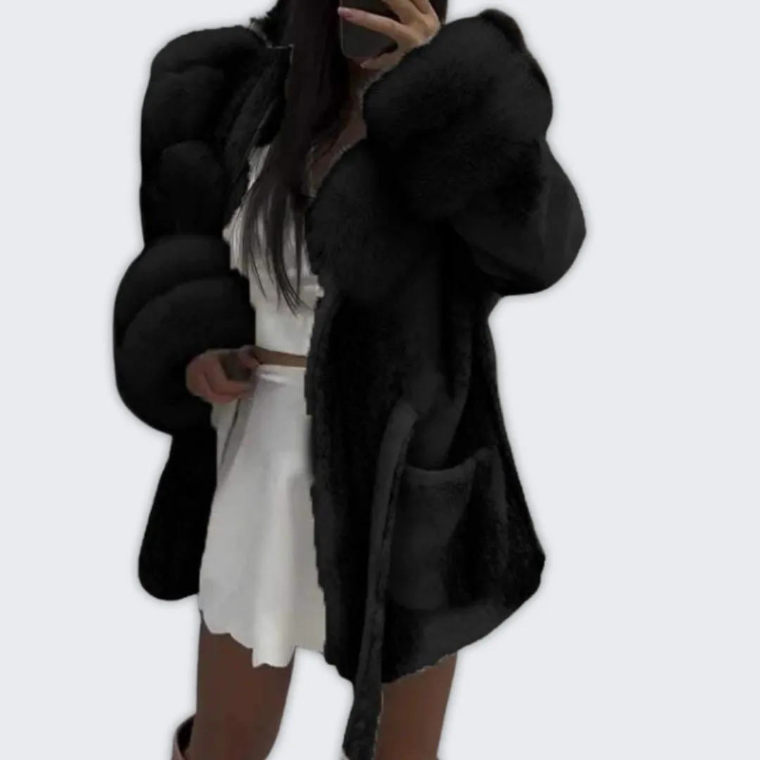 Chic Women's Faux Fur Lapel Coat for Stylish Warmth
