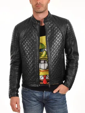 Classic Black Quilted Leather Jacket