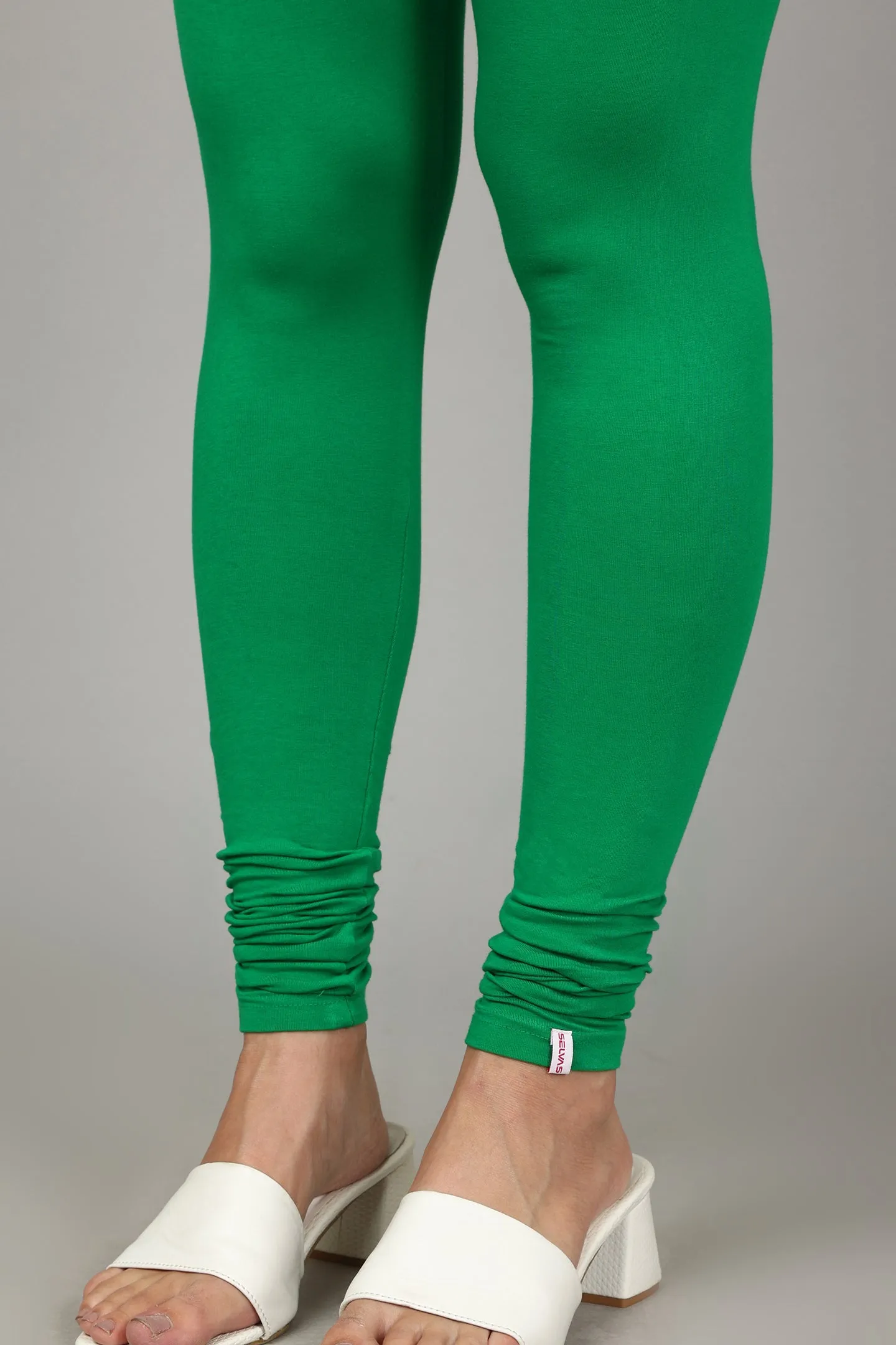 COTTON CHURIDAR LEGGINGS - LEAF GREEN