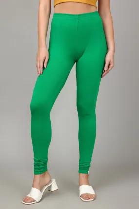 COTTON CHURIDAR LEGGINGS - LEAF GREEN
