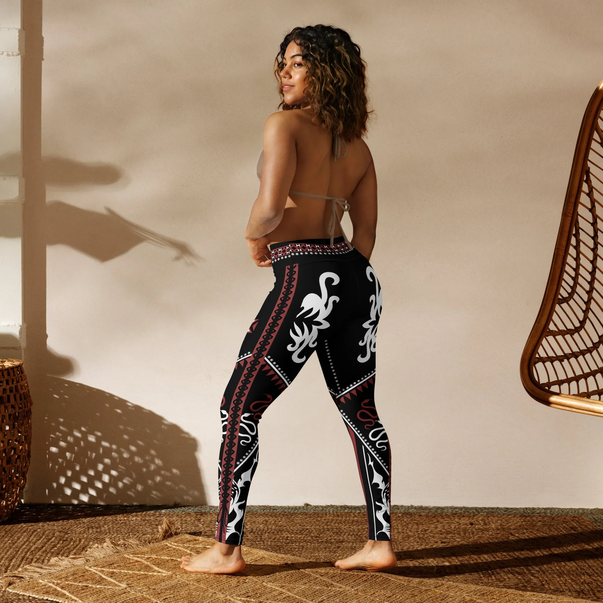 Cowgirl Red & Black Yoga Leggings