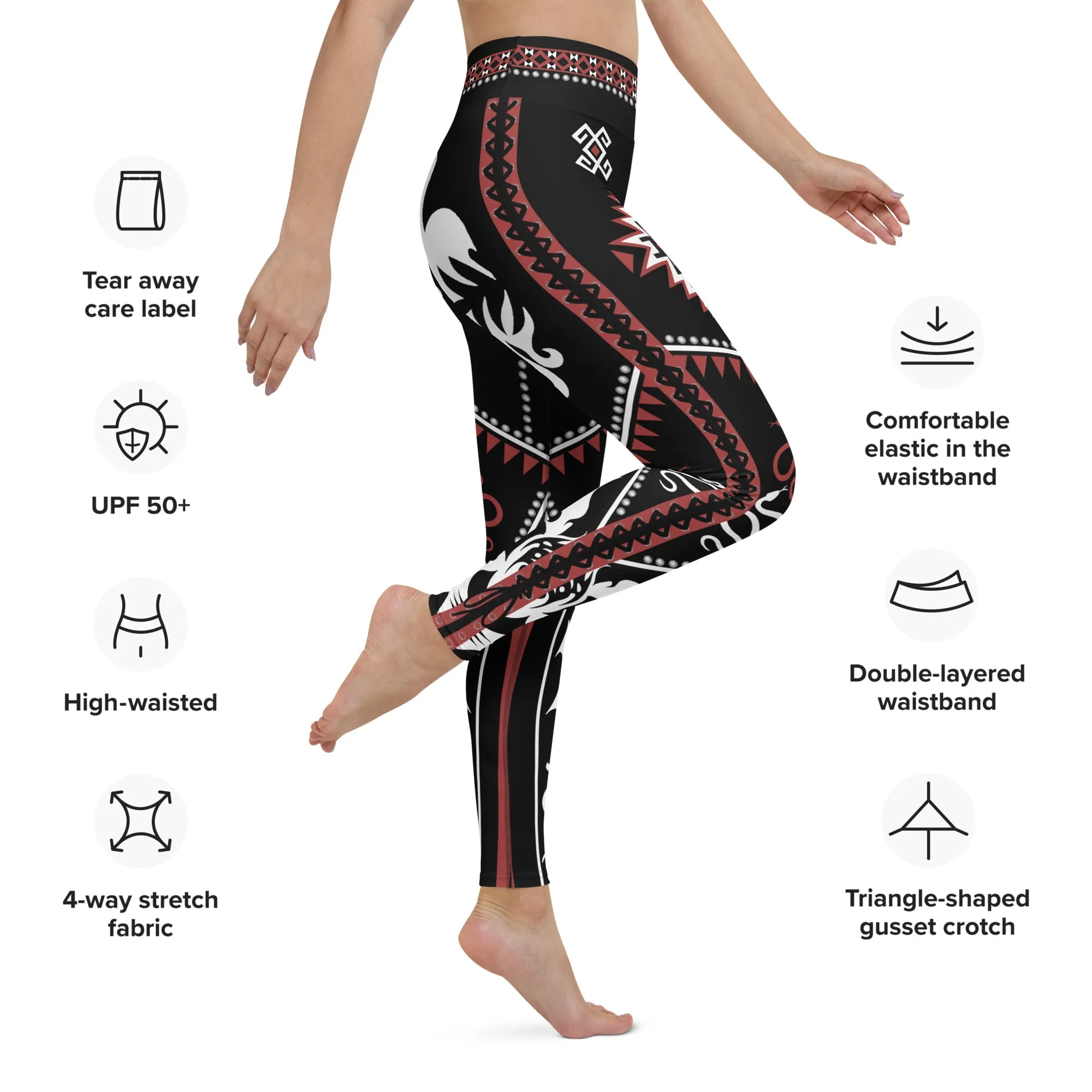 Cowgirl Red & Black Yoga Leggings