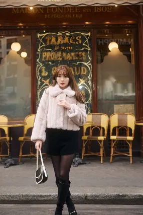 【cream / tea rose / rich brown】Winter Love Faux Fur Coat