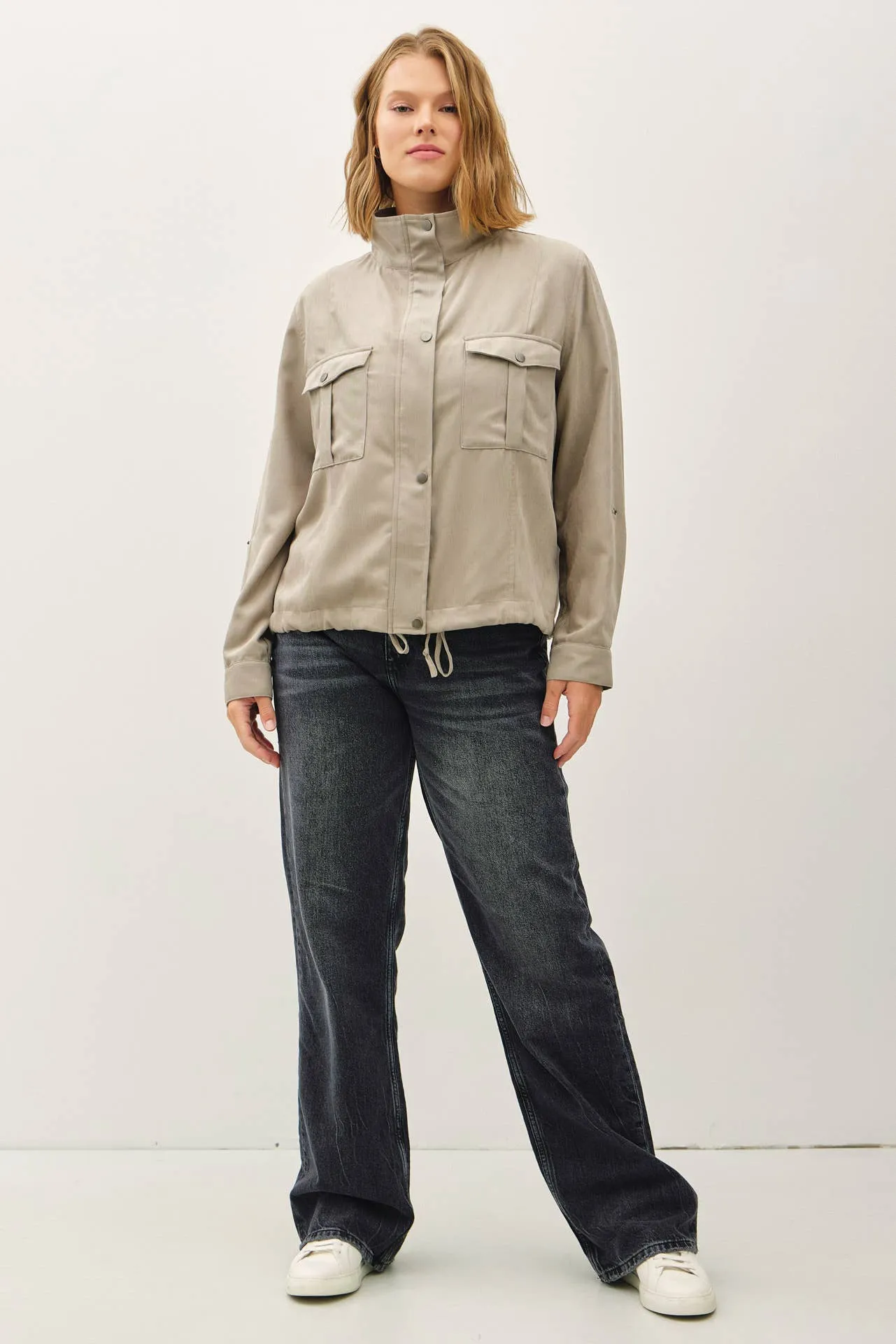 Cropped Utility Zipper Jacket