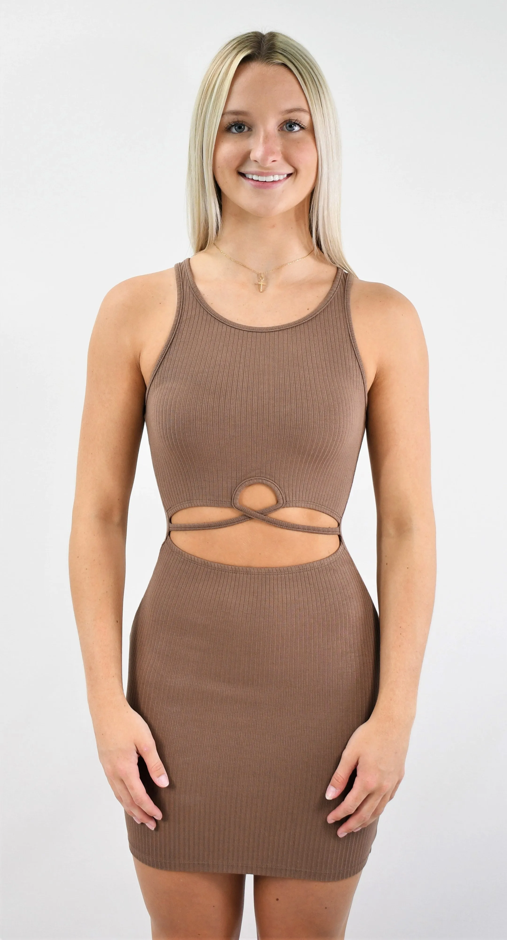 Cross the Line Open-Midriff Bodycon Dress