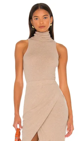 Enza Costa Cashmere Halter Turtleneck in Tan