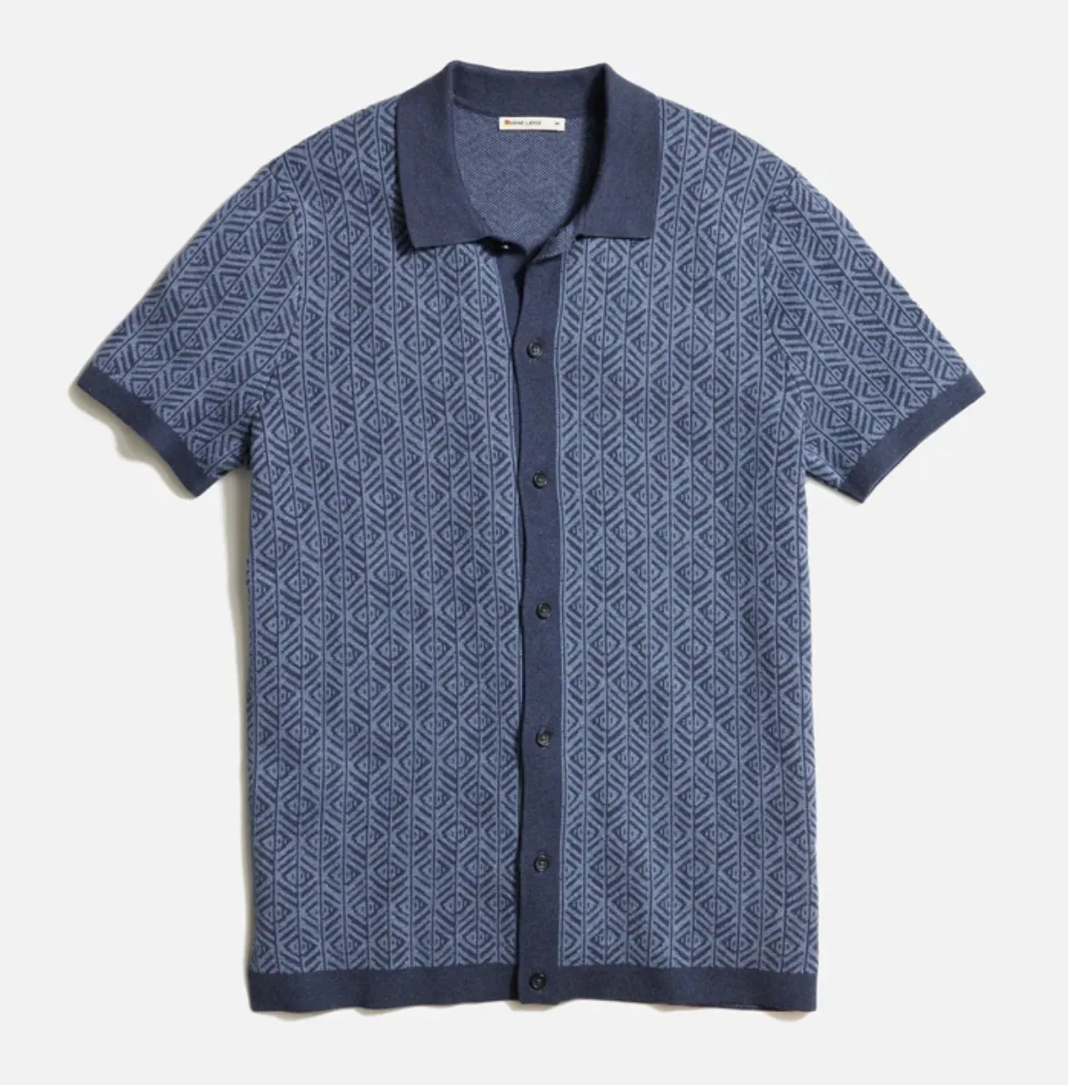 Ethan Sweater Button Down - Blue Geo Jacquard