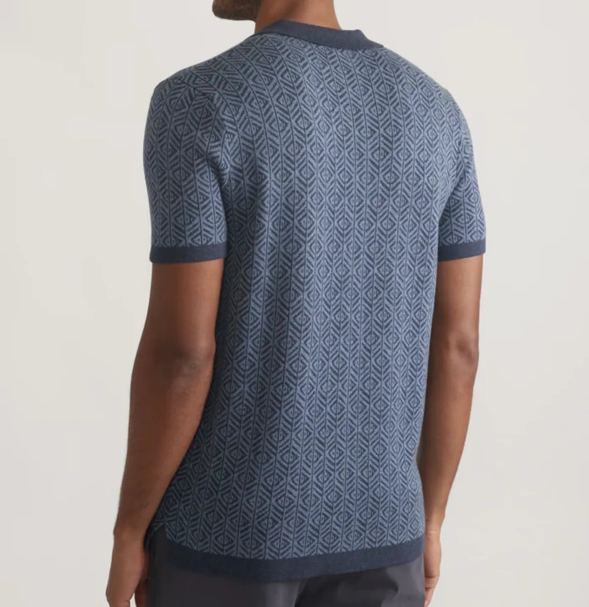 Ethan Sweater Button Down - Blue Geo Jacquard
