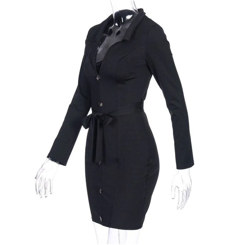 FashionSierra - Office Lady Dress Women Long Sleeve Bodycon Ladies Dresses V neck Lace Up High waist bandage Slim OL vestidos Party Club Clothes