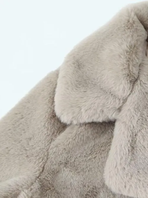 Faux Fur Lapel Coat with Pockets
