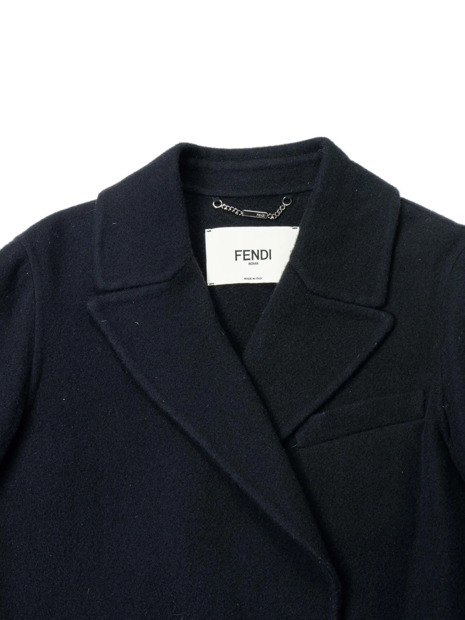 Fendi FF Logo Cashmere Fur Pocket Coat Black Brown