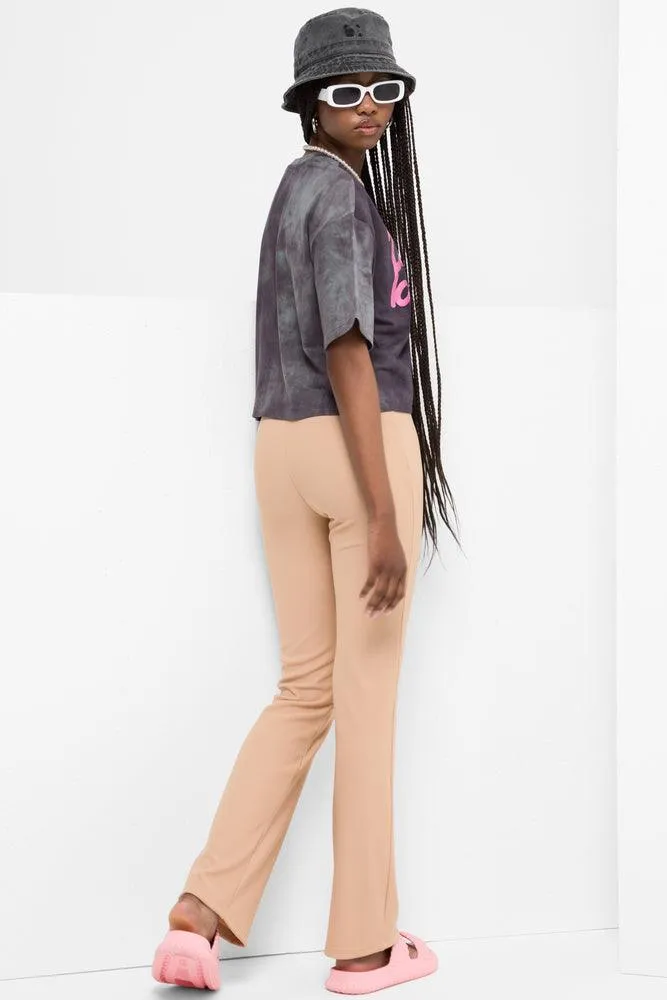 Flare Rib Leggings Natural