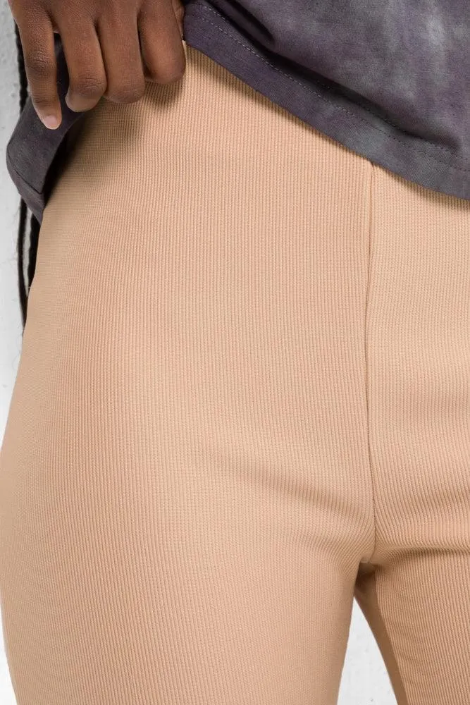 Flare Rib Leggings Natural